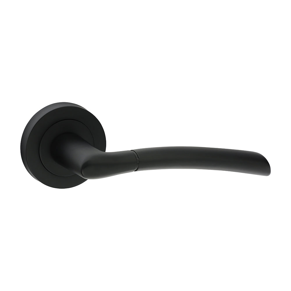 Shavington Lever on Rose Door Handle – Matt Black - 51mm