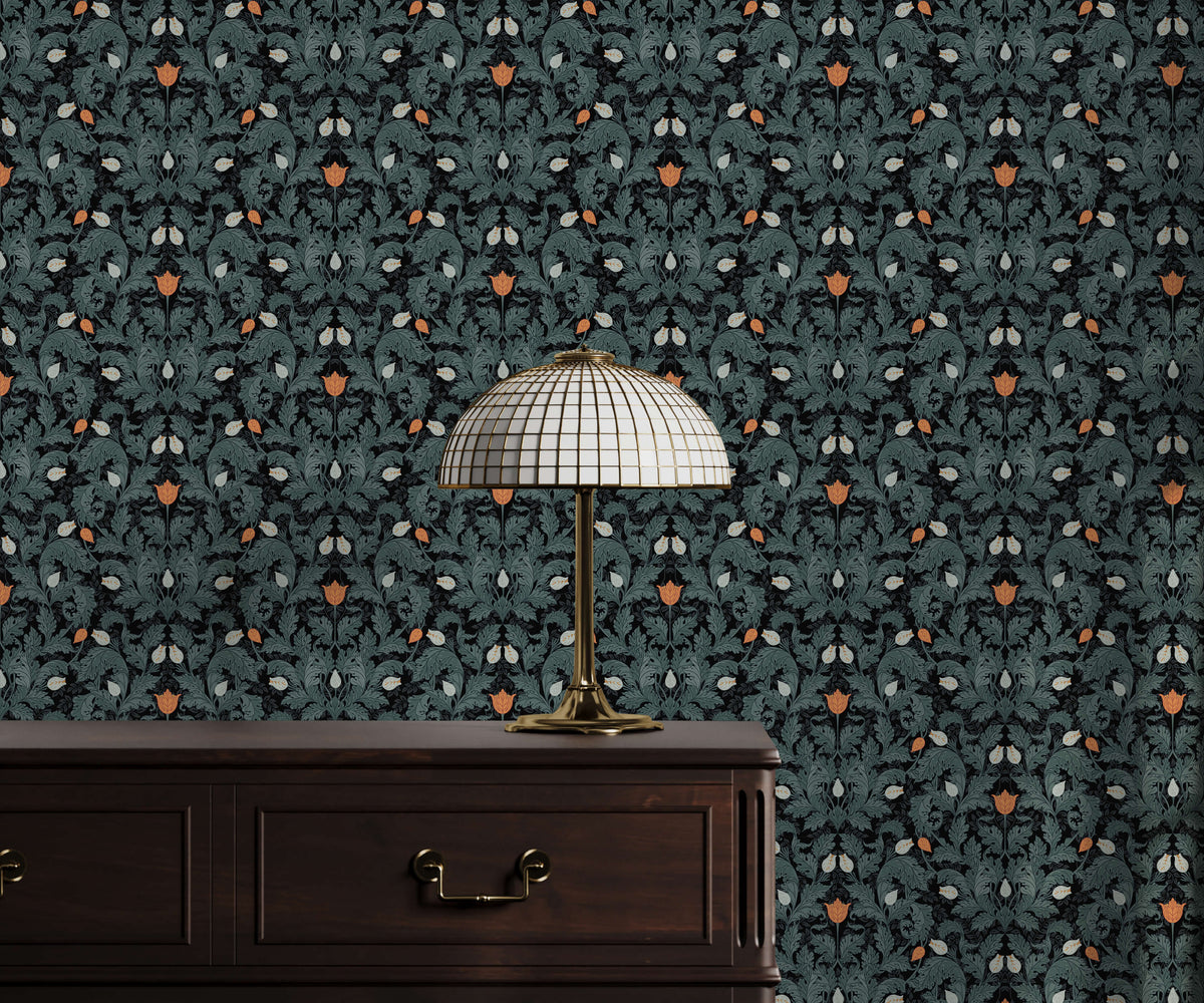 Stire Dark Leaf Pattern Wallpaper