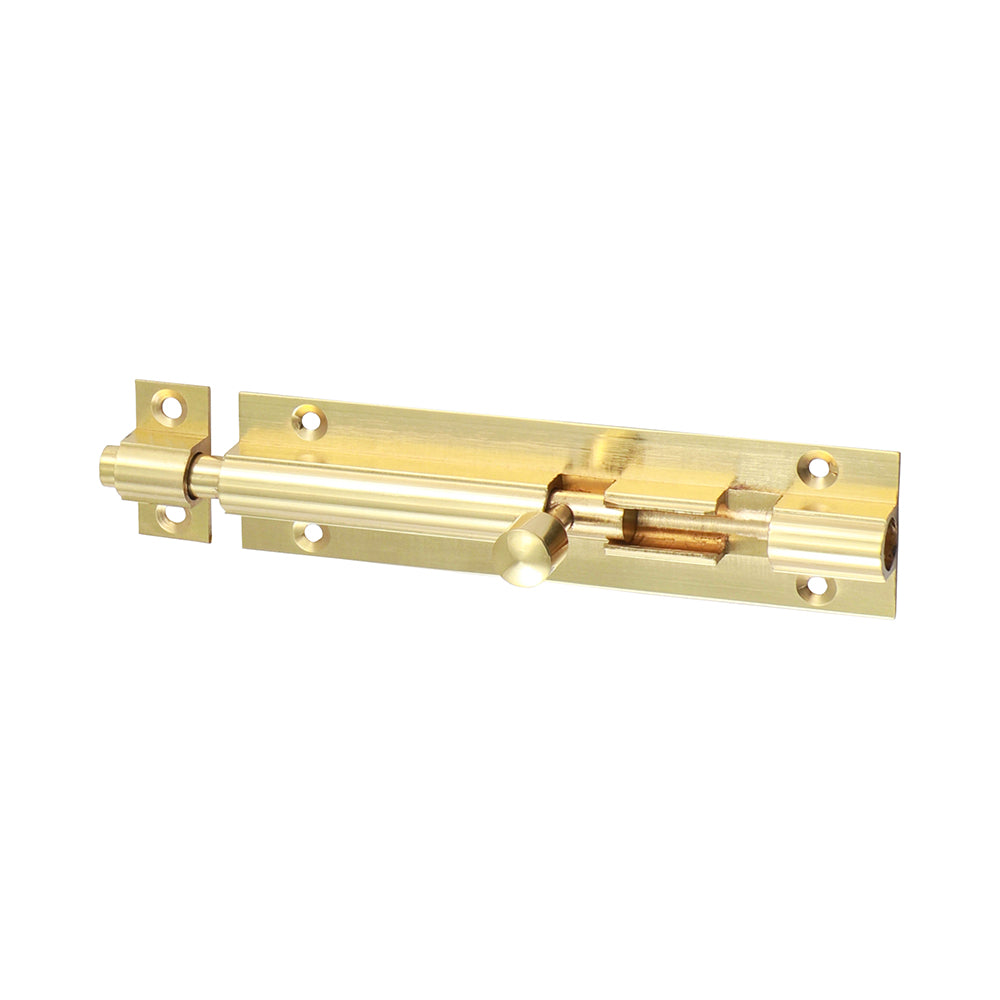 Straight Internal Door Barrel Bolt - Polished Brass - 100 x 25mm