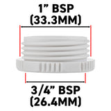 Female Tap Connector 1" or 3/4" BSP Female, Gray/White