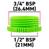 Female Tap Connector 3/4" or 1/2" BSP Female, Green/Gray