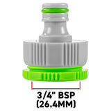 Female Tap Connector 1" or 3/4" BSP Female, Green/Gray