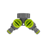 Wall Flange Kit 25mm MDPE + Brass Bib Tap + Lime Two Way Tap Splitter