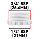 Female Tap Connector 3/4" or 1/2" BSP Female, Gray/White