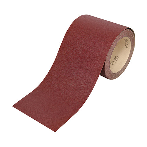 TIMCO Fine (P120 - P150 Grit) Heavy Duty Sandpaper - 115mm x 10m - 250g Paper - Red