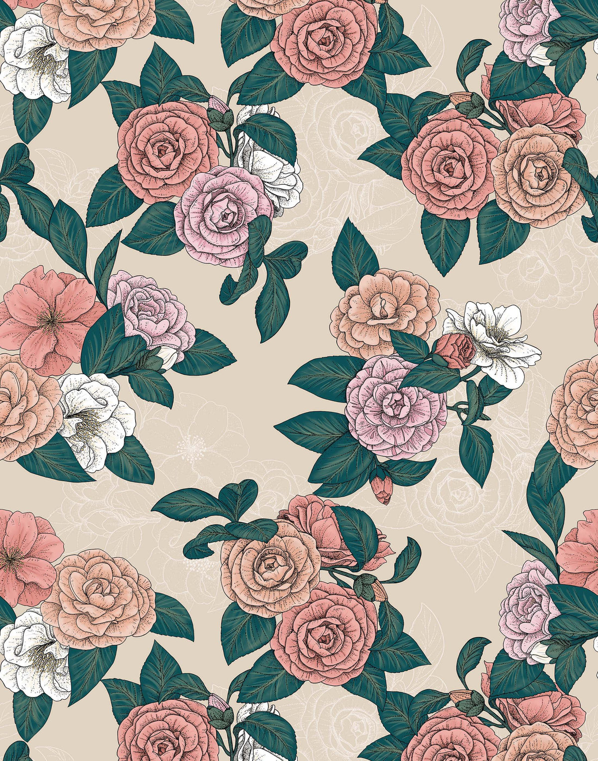 Thea Florals Intertwined Delicate Lines Wallpaper