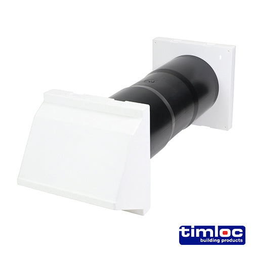 Aero Core Through Wall Ventilation Set with Cowl & Baffle - 127 × 350mm – White