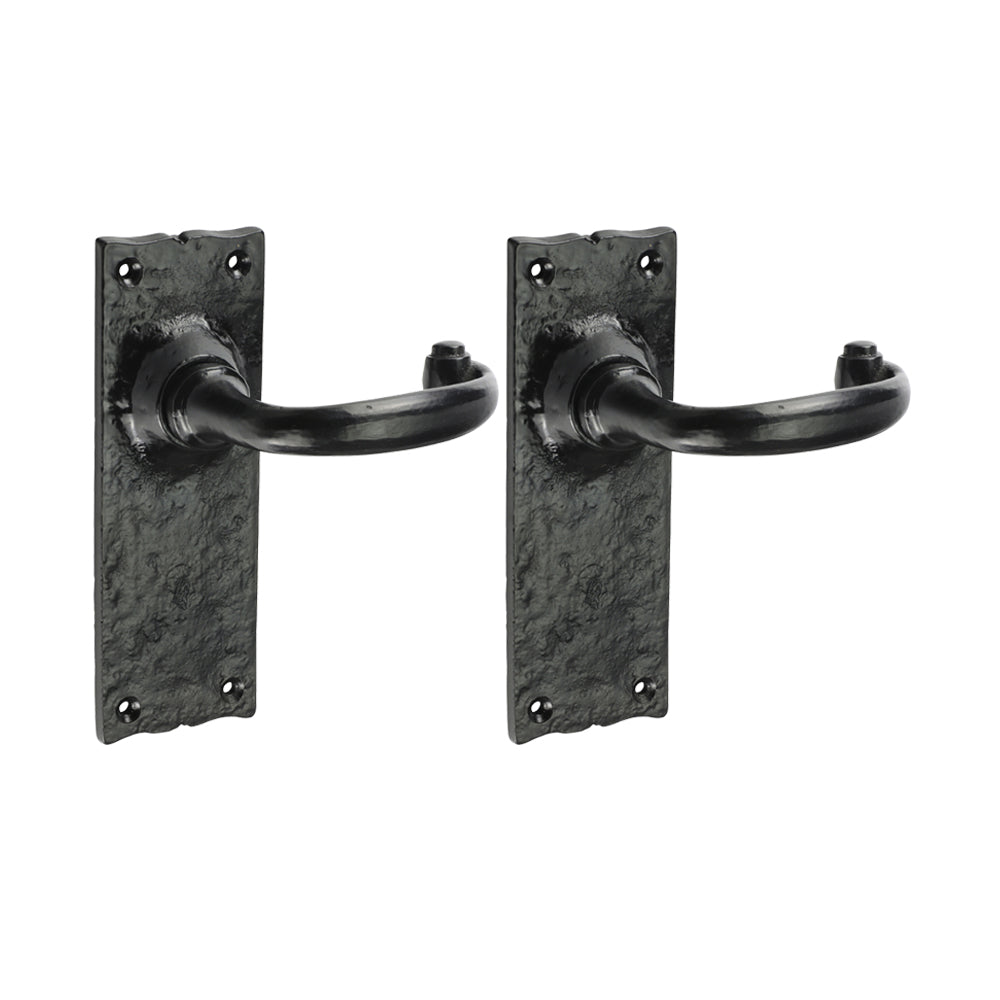 Traditional Lever Latch Door Handle – Antique Black Iron - 155 × 54