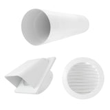 Through Wall Ventilation Kit Round Louvre Vent VC-KRO0184 with White External Vent