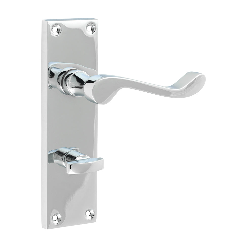 Victorian Scroll Thumb Turn Bathroom Door Handle – Polished Chrome - 152 × 42