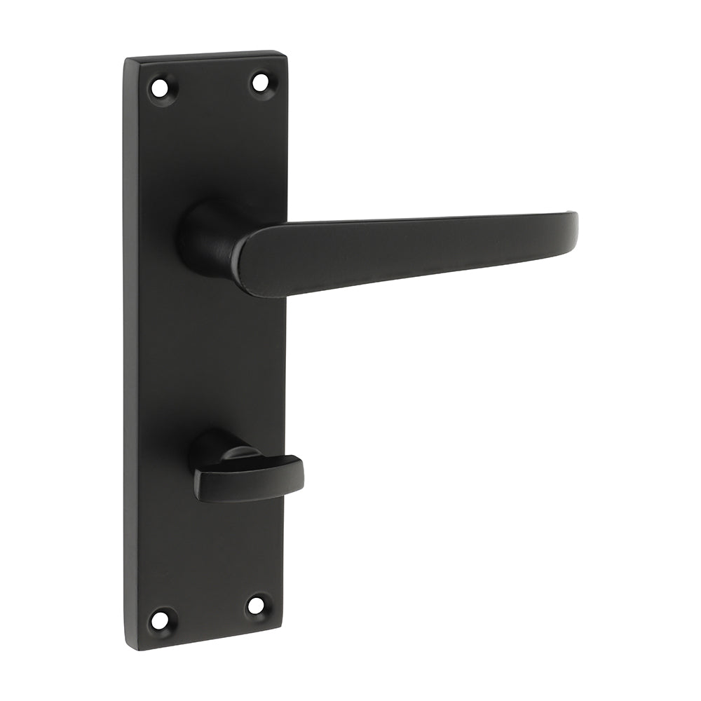 Victorian Straight Bathroom Door Handle – Matt Black - 152 × 43