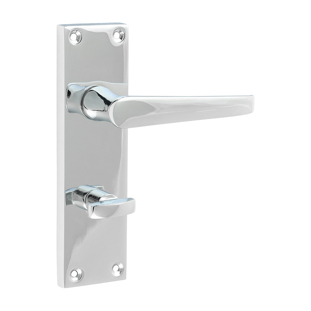 Victorian Straight Bathroom Door Handles – Polished Chrome - 152 × 43