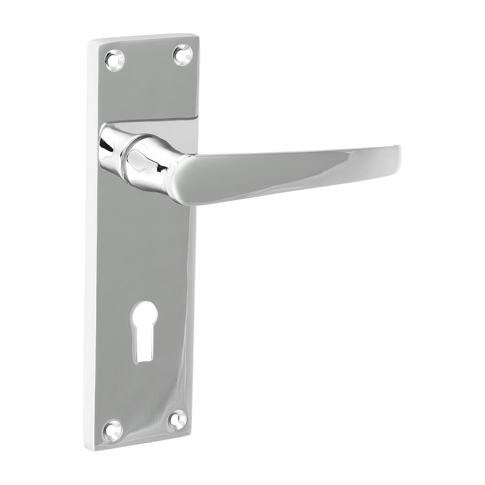 Victorian Straight Lock Handle – Polished Chrome - 152 × 43