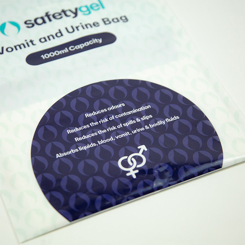 Super Absorbent Vomit and Urine Bags - 1000ml Capacity With Adhesive Seal