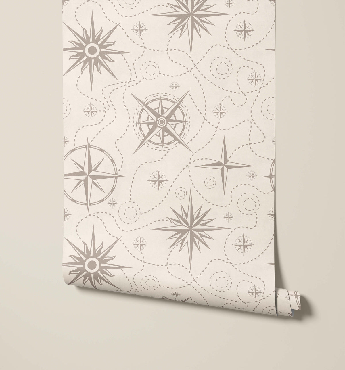 Voyage Classic Nautical Motifs Map Wallpaper