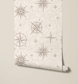 Voyage Classic Nautical Motifs Map Wallpaper