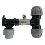 Wall Flange Kit 32mm MDPE + Lever Valve + 32mm MDPE Tee