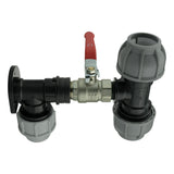 Wall Flange Kit 32mm MDPE + Lever Valve + 32mm MDPE Tee