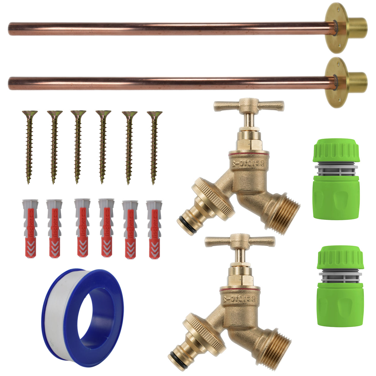 Brass Quick Connect Bib Tap BASIC Connection Kit x2