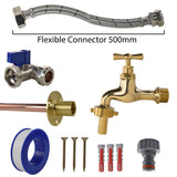 Polished Brass 13mm Barb Tap STANDARD Connection Kit