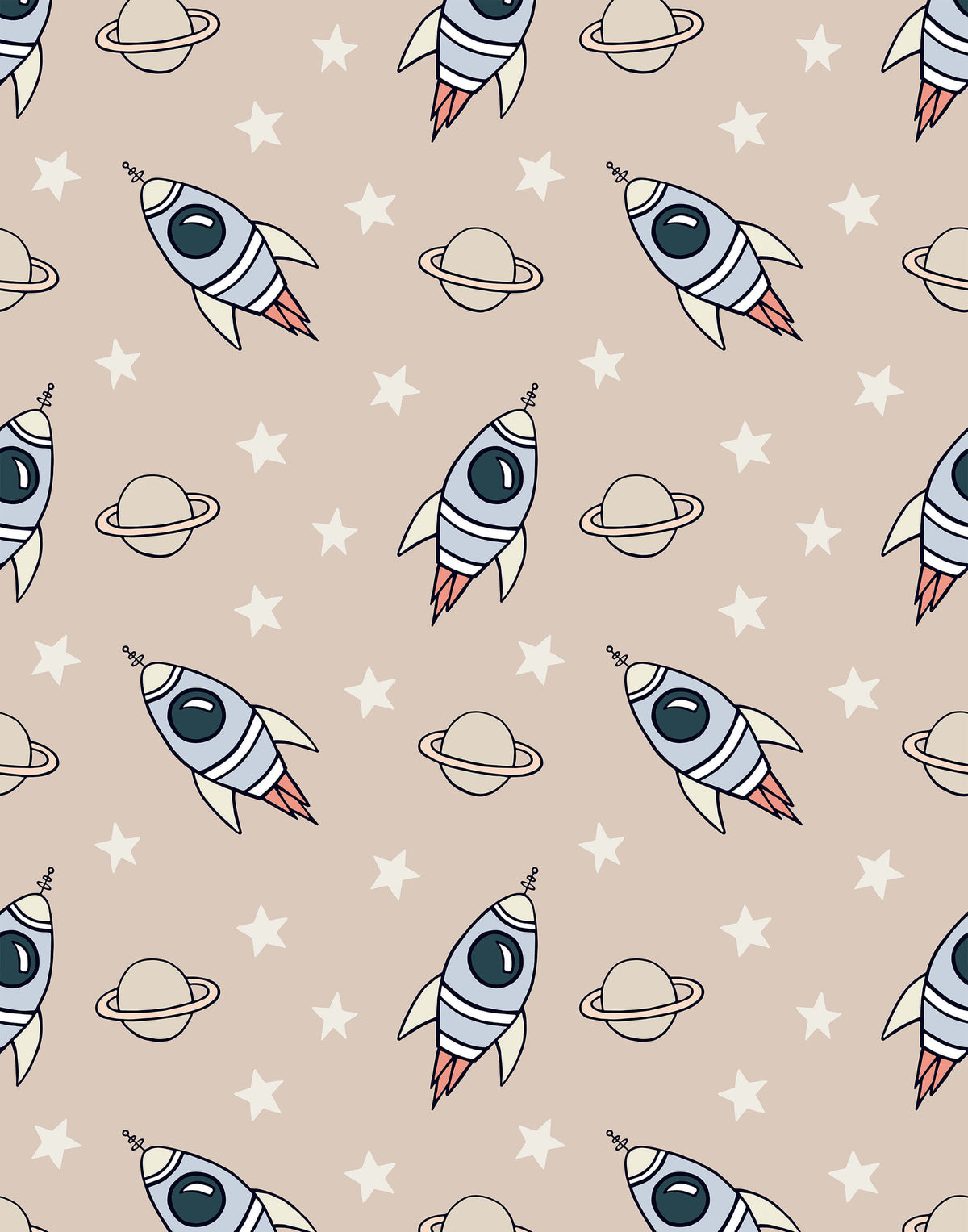 Explorer Designed Rockets Planets Stars Wallpaper