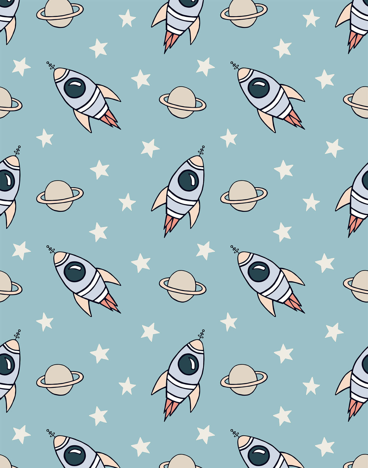 Explorer Designed Rockets Planets Stars Wallpaper