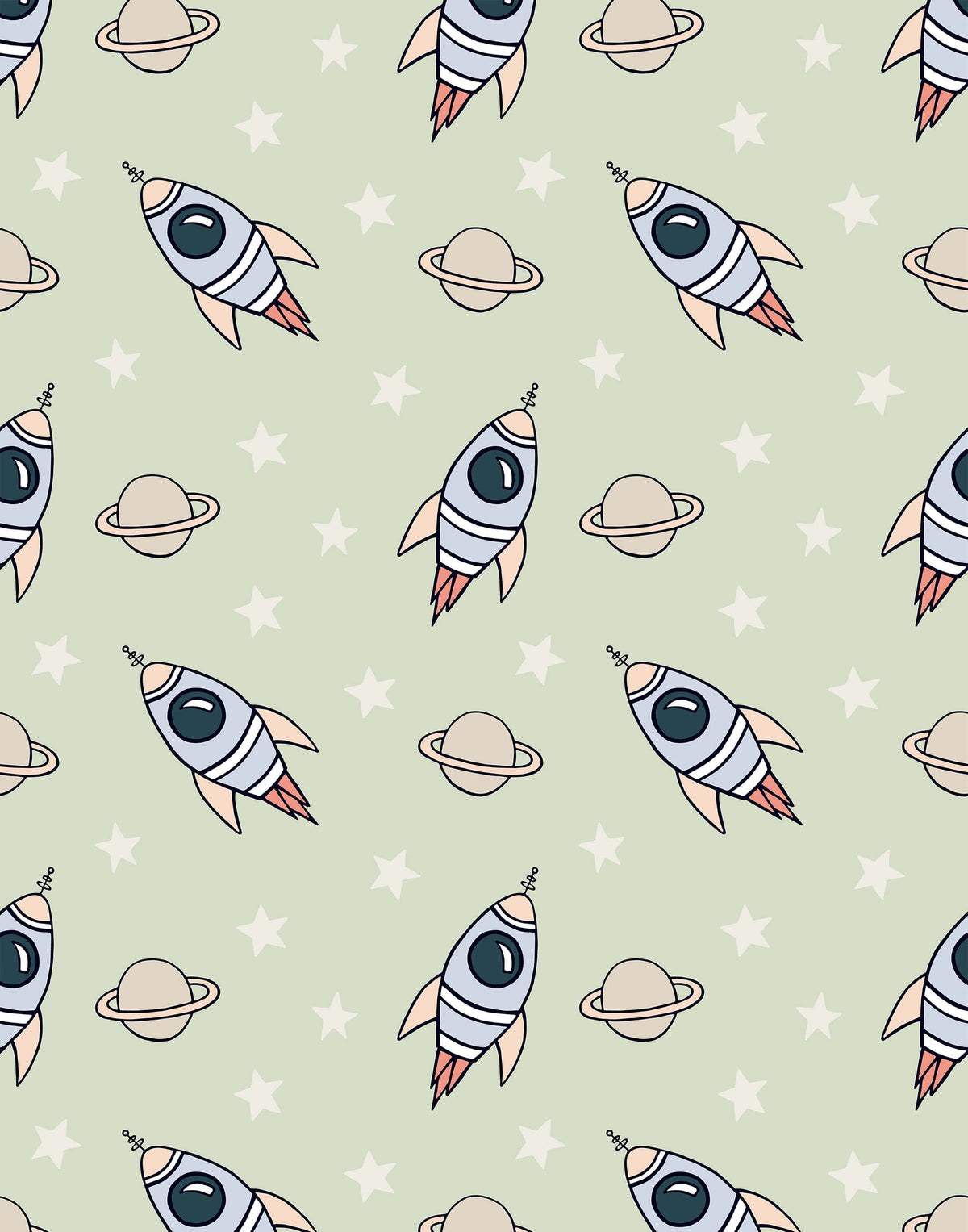 Explorer Designed Rockets Planets Stars Wallpaper
