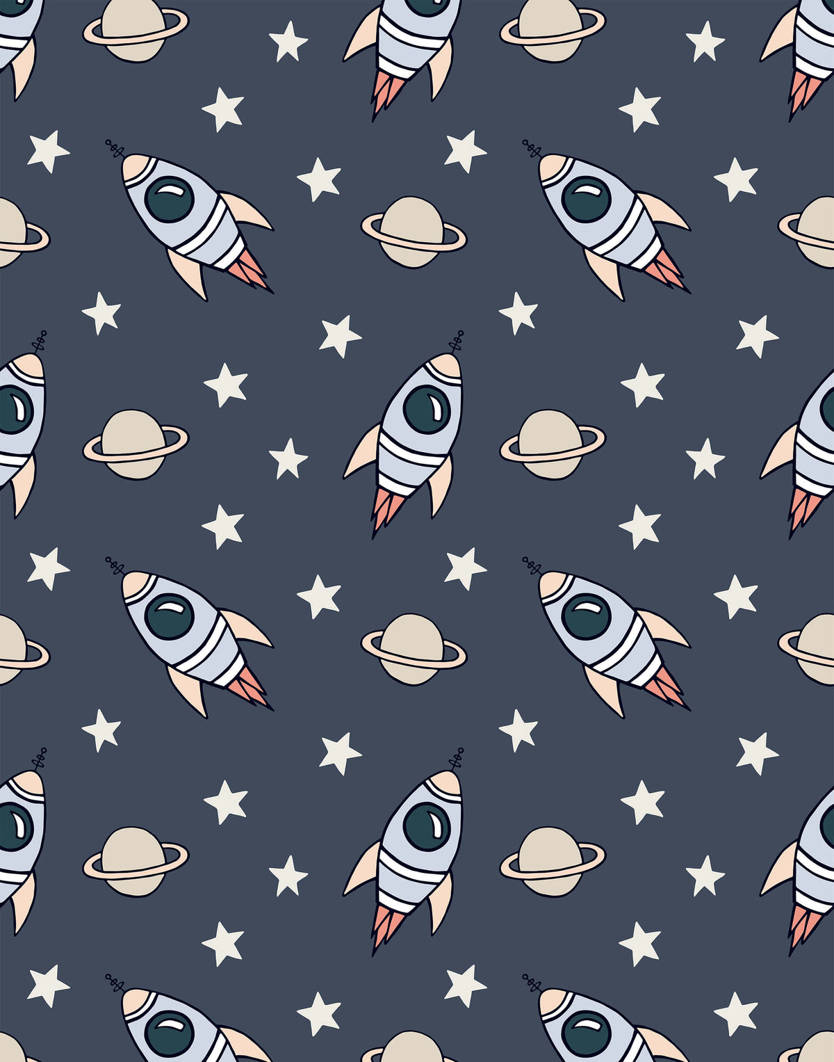Explorer Designed Rockets Planets Stars Wallpaper