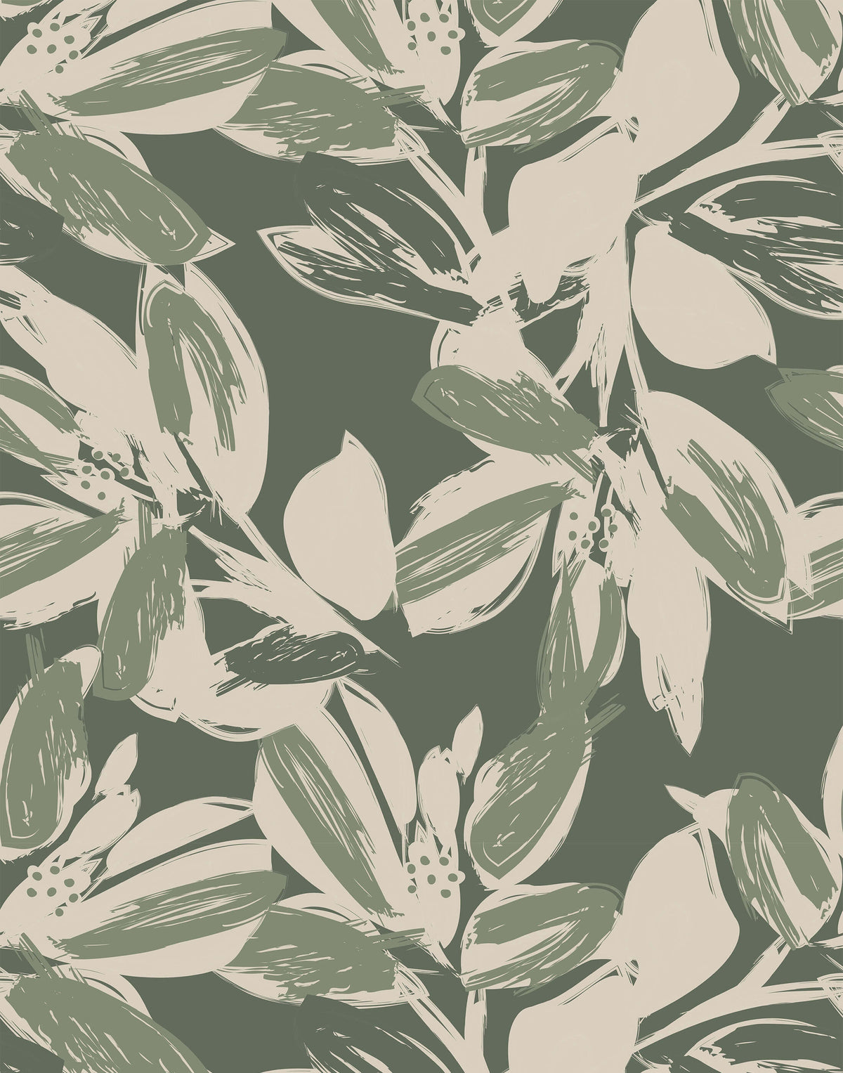 Pitch Abstract Painted Floral Wallpaper