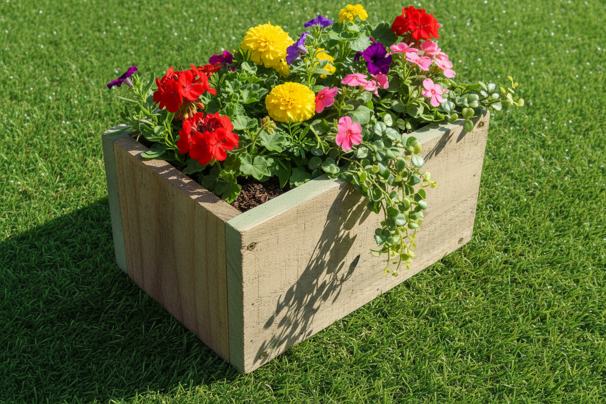 Wooden Rustic Planter Window Box no feet