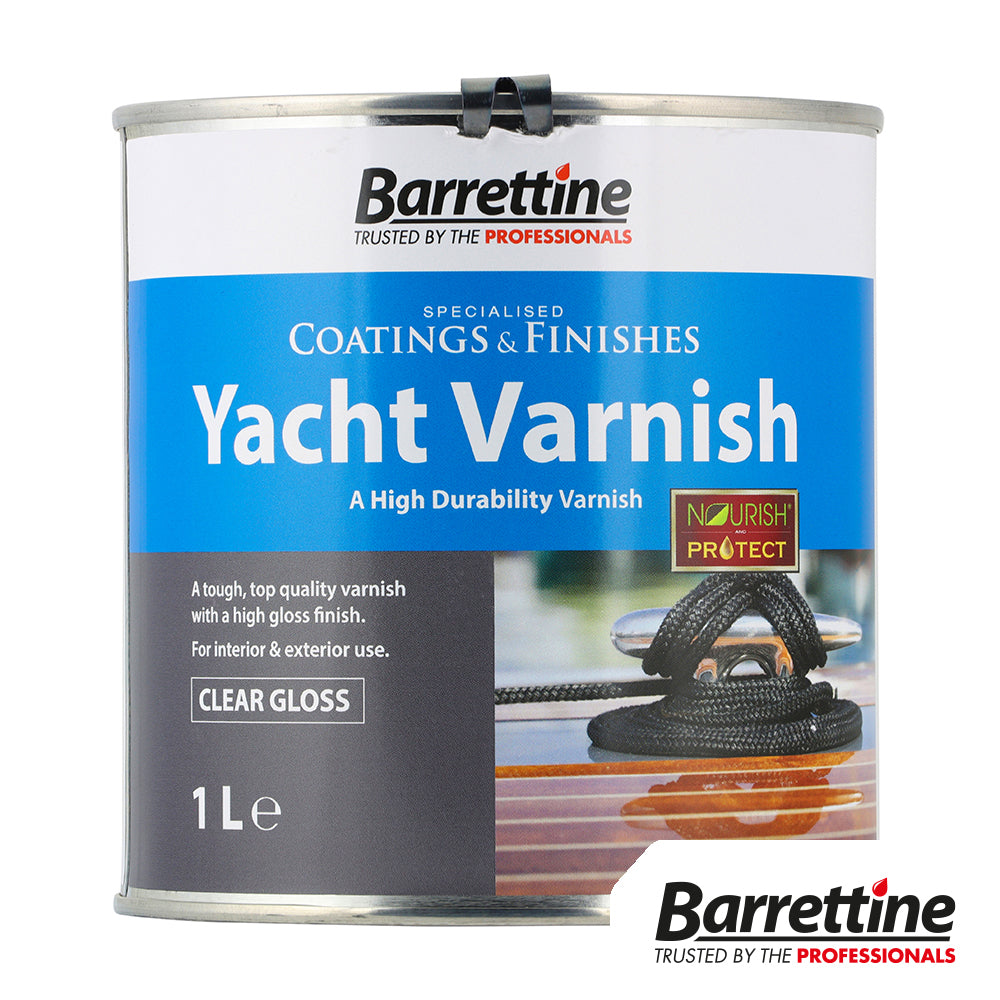 Barrettine Yacht Varnish – Clear Gloss (1L Tin) – DIY Refurb