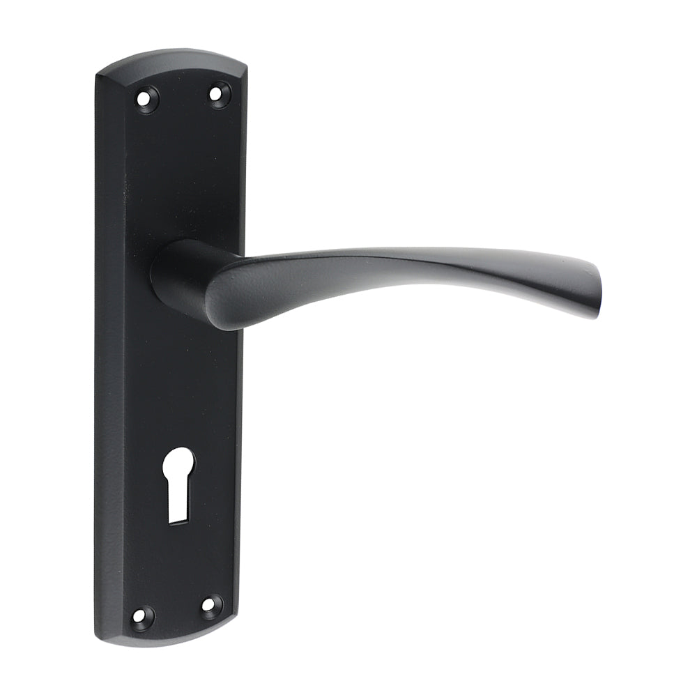 Zeta Lock Door Handle – Matt Black - 175 × 45
