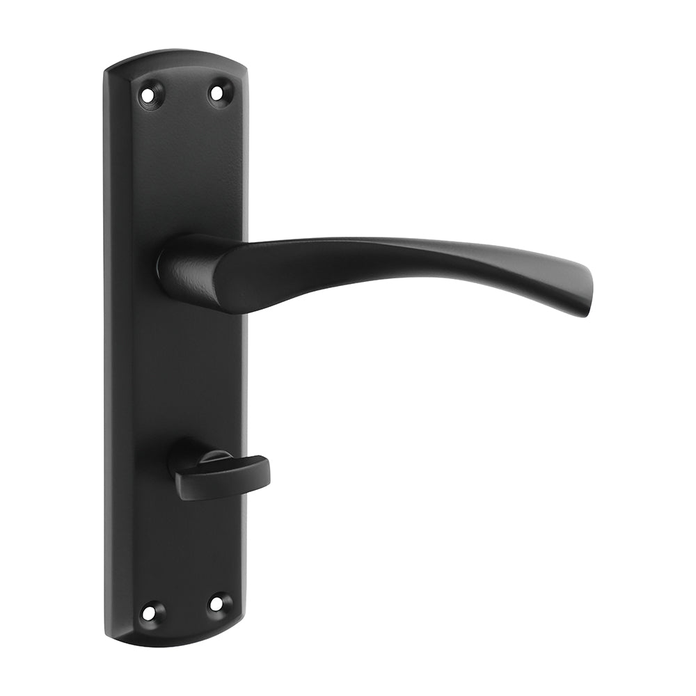 Zeta Bathroom Thumb Turn Door Handle – Matt Black - 175 × 45
