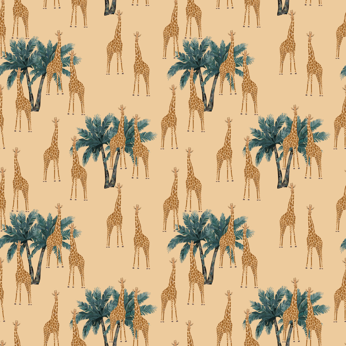 Zohra Exotic Giraffe Pattern Wallpaper
