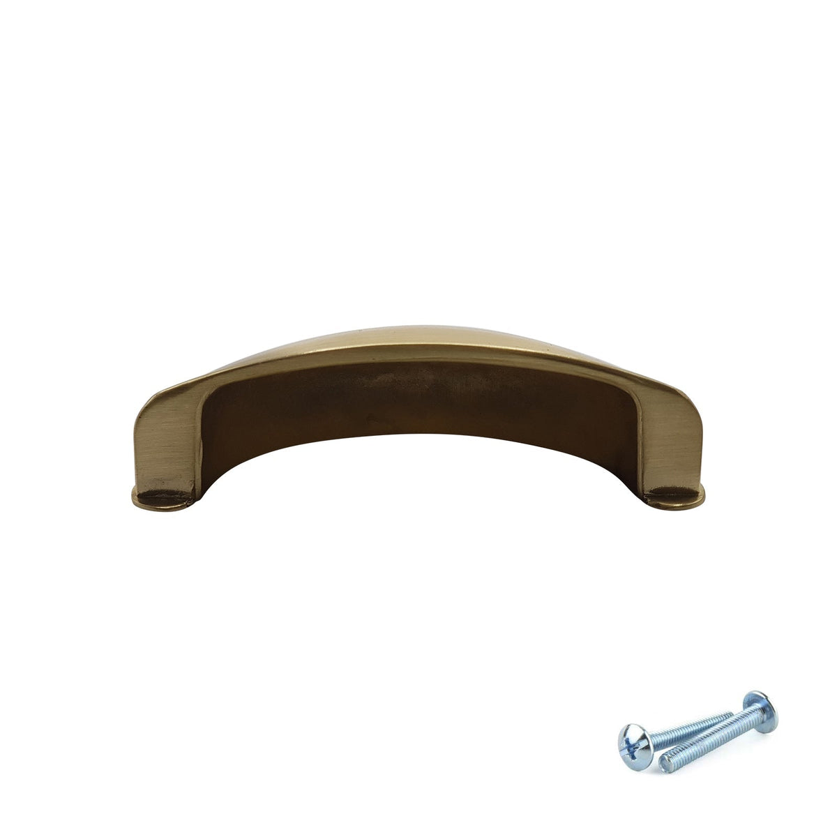 Brushed Brass Cup Handle – 79mm Cabinet Drawer Pull (64mm Centres) | M4TEC VG3 Series