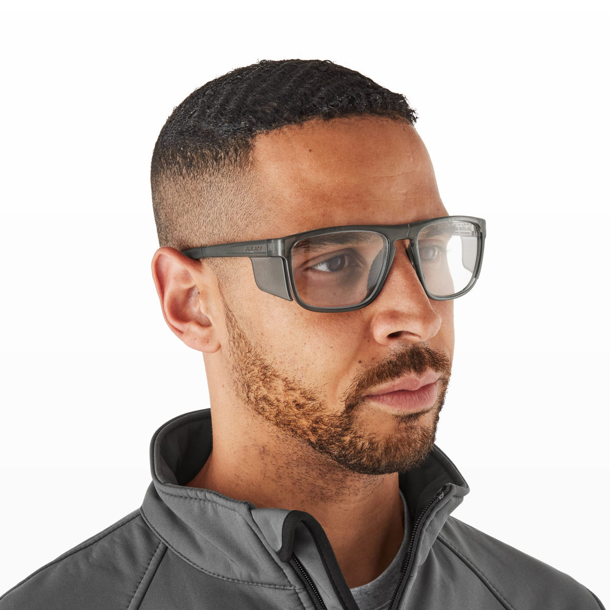 Riley Navigator X Safety Glasses – Clear Lens, Smoked Frame, Anti-Fog/Anti-Scratch