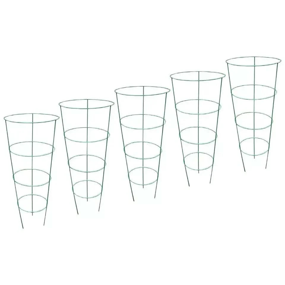 5 Piece Conical Plant Support Trellis Cages for Climbing Plants & Garden Flowers