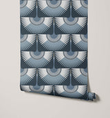 Crane Oriental Geometric Wallpaper