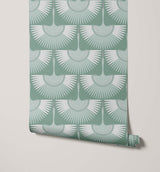 Crane Oriental Geometric Wallpaper