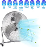 Chrome Floor Fan for Homes, Gyms, Bedrooms & Kitchens | with 3 Fan Speeds and Adjustable Tilt