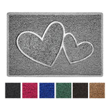 "Double Heart" Embossed Loofah Textured Spaghetti Doormat