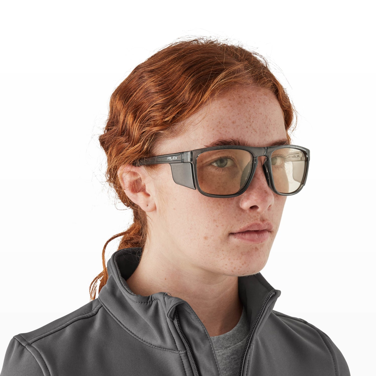 Riley Navigator X Safety Sunglasses – LED Lens, Smoked Frame, Anti-Fog/Anti-Scratch
