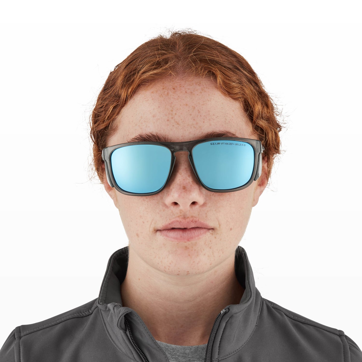 Riley Navigator X Safety Sunglasses – Blue Mirror Revo, Smoked Frame, Anti-Fog/Anti-Scratch