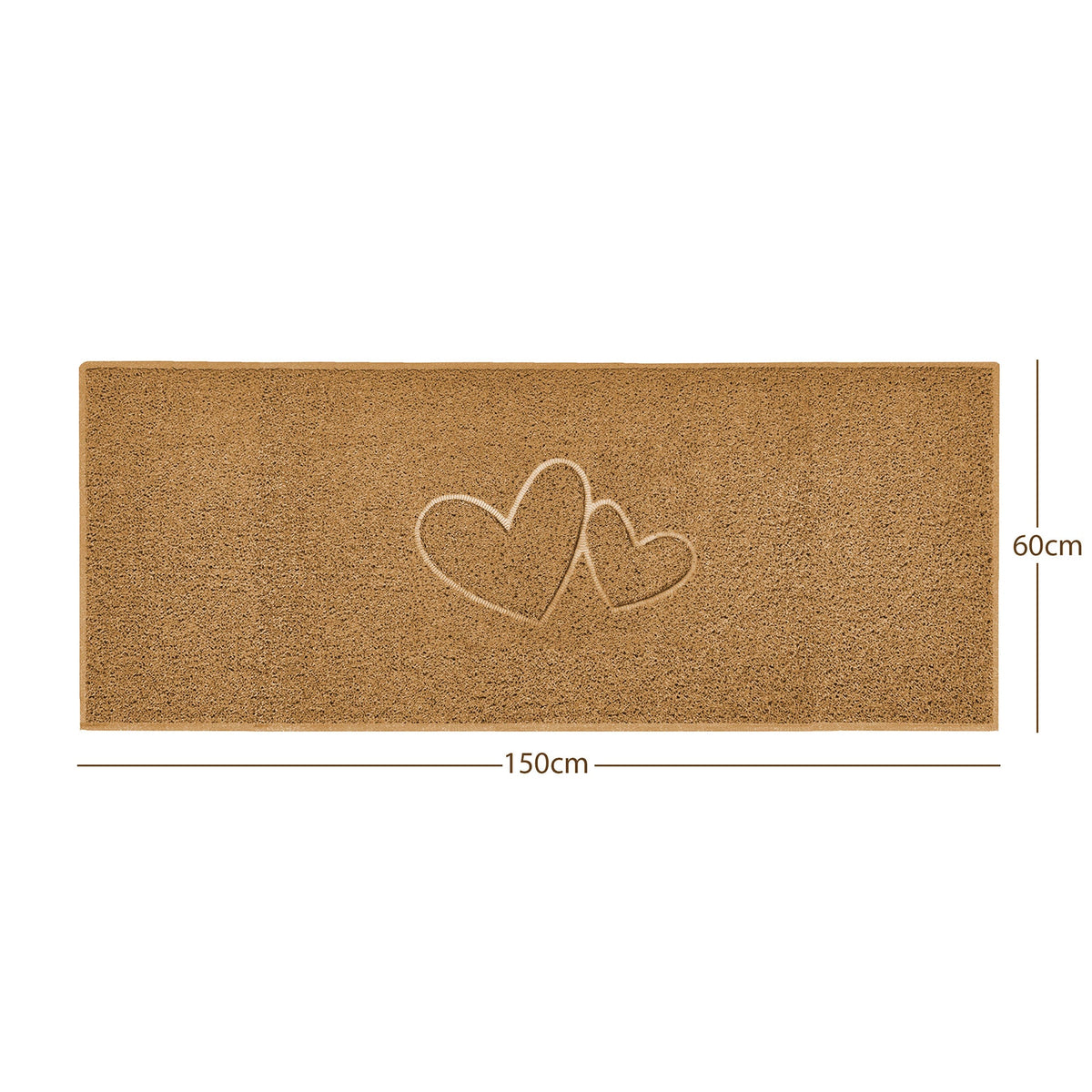"Double Heart" Embossed Loofah Textured Spaghetti Doormat