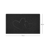 "Double Heart" Embossed Loofah Textured Spaghetti Doormat
