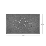 "Double Heart" Embossed Loofah Textured Spaghetti Doormat