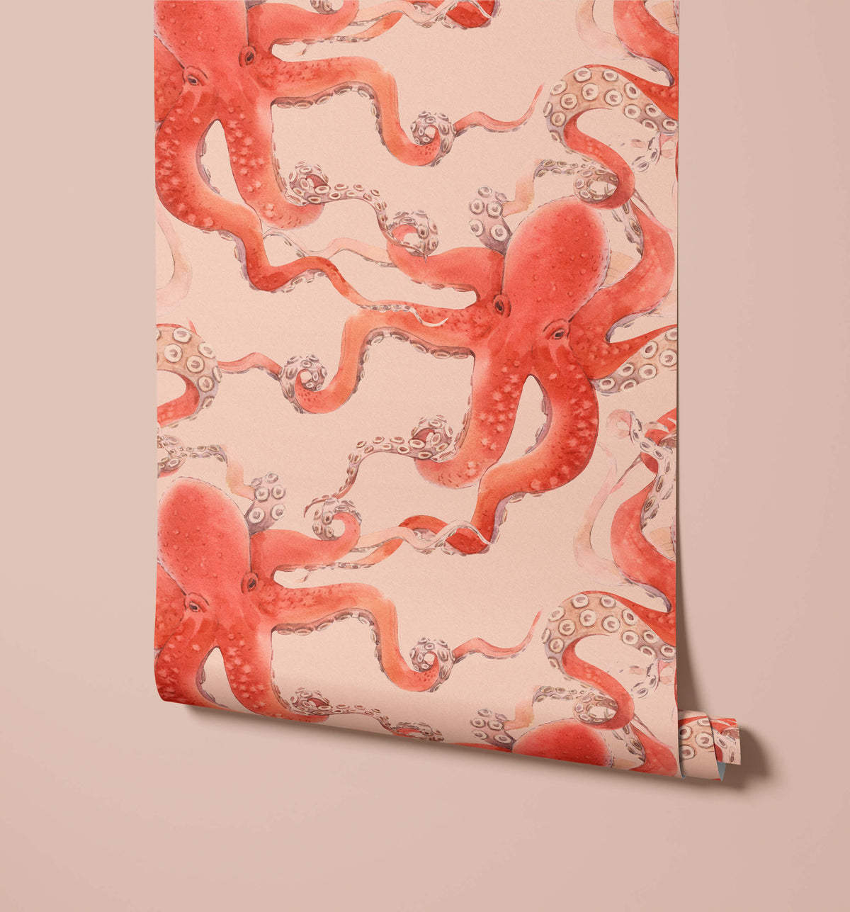 Kos Enchanting Charm Red Octopus Wallpaper