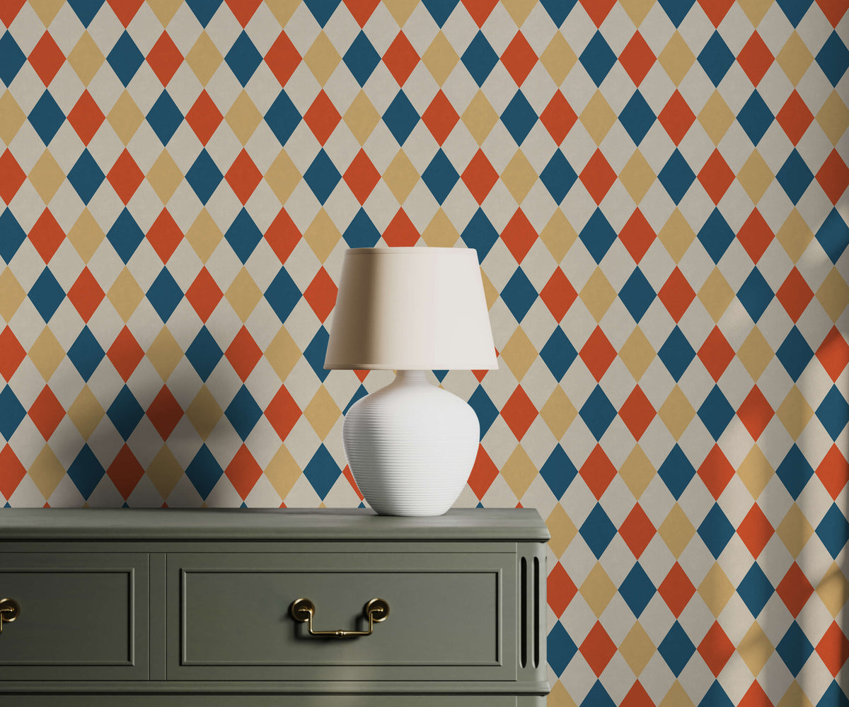 Lorenzo Harlequin Pattern Wallpaper