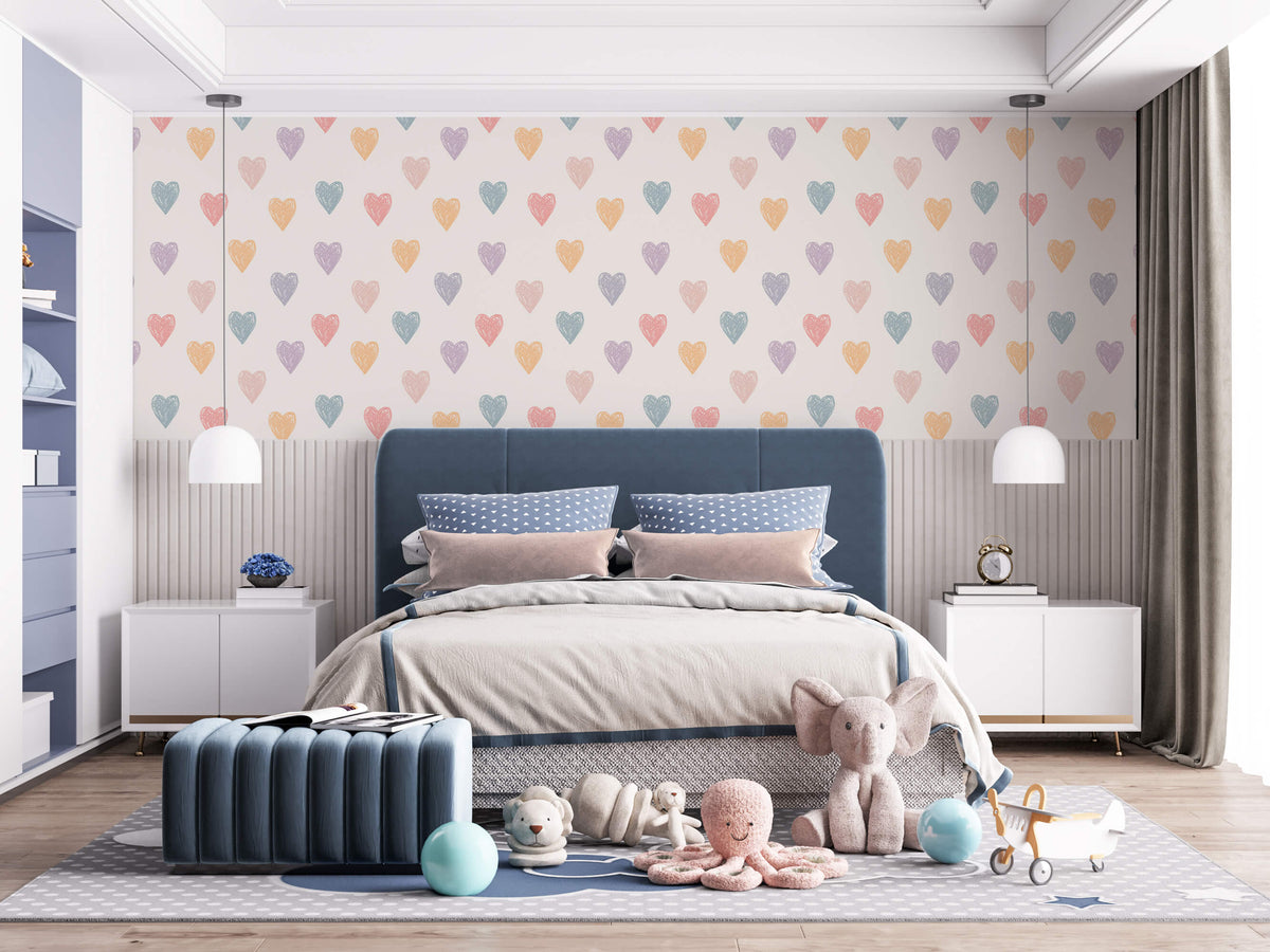 Lovebug Naive Heart Motif Wallpaper