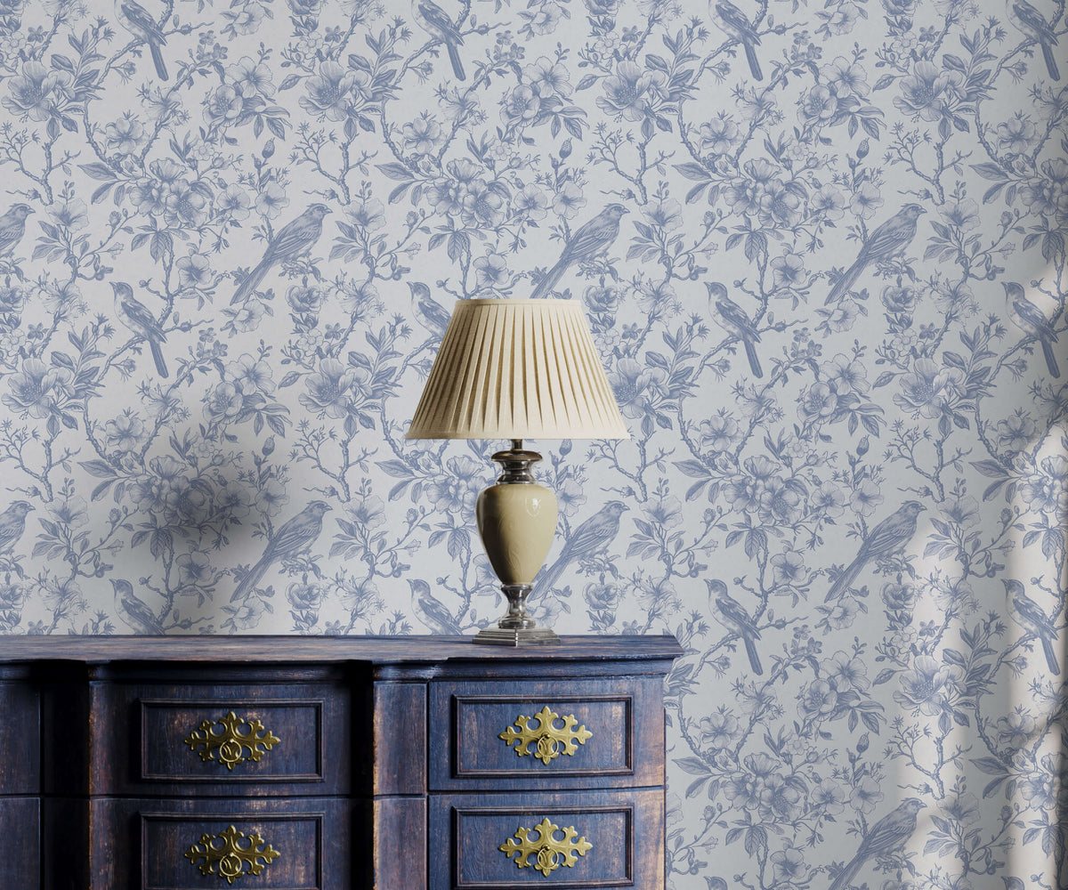 Lucy Bird Toile Wallpaper